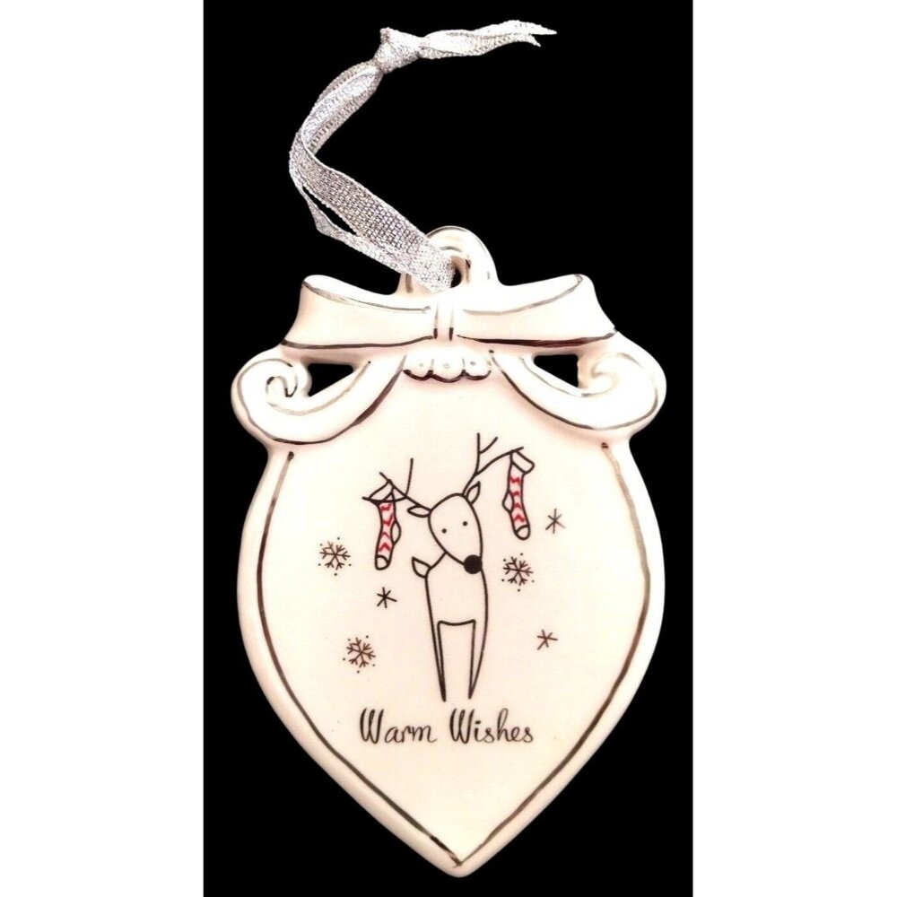 Enamel Reindeer Christmas‎ Ornament Warm Wishes Holiday Tree Decoration